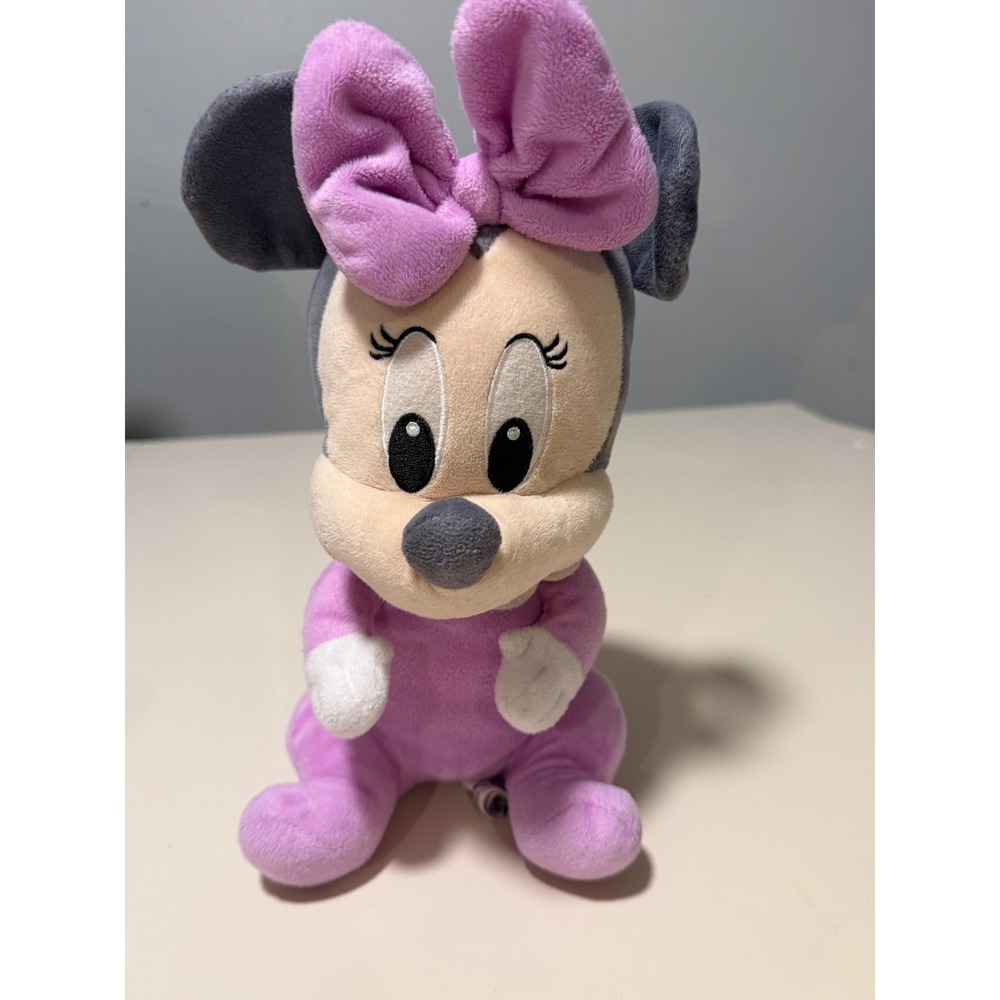 Disney Baby Minnie Mouse Plush Purple Sleeper‎ Bow Soft Stuffed Animal 10 Inch